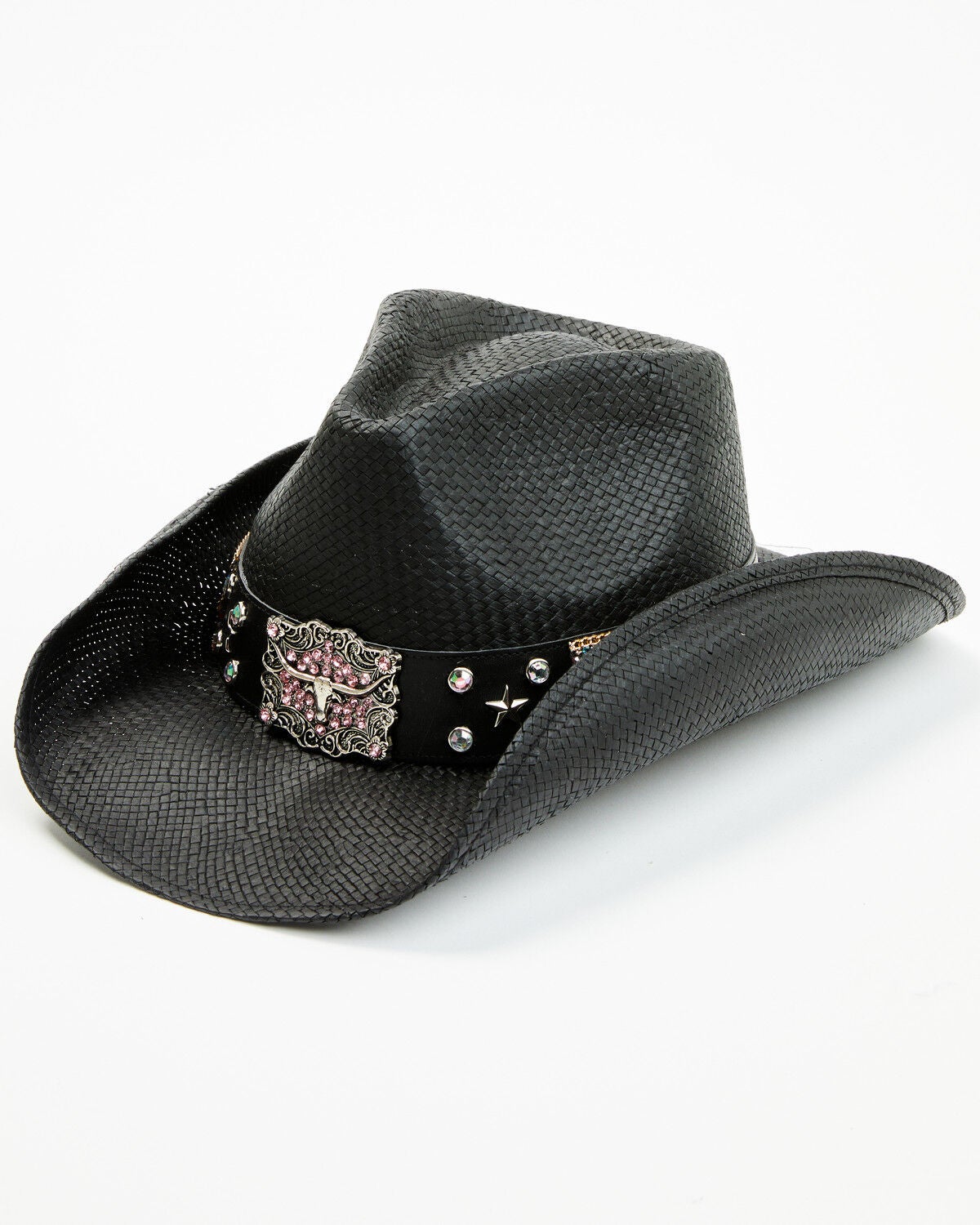 Shyanne Women's Imperial Valley Straw Cowboy Hat, Black, hi-res
