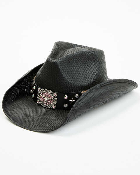 Image #1 - Shyanne Women's Imperial Valley Straw Cowboy Hat , Black, hi-res