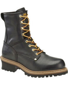 Carolina Men's Black 8" Logger Boots - Steel Toe, Black, hi-res