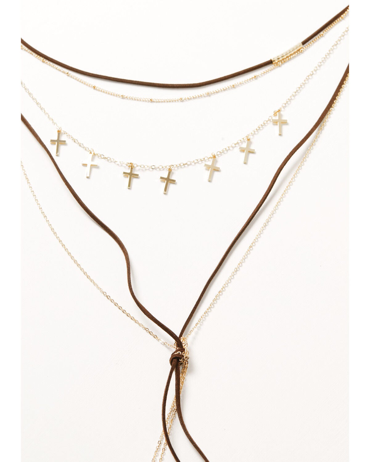 Image #1 - Shyanne Women's Cross Charm Layered Festival Necklace, Gold, hi-res