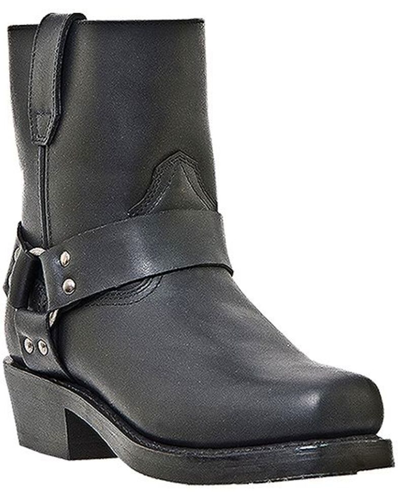 Dingo Rev Up Zipper Motorcycle Boots - Square Toe, Black, hi-res
