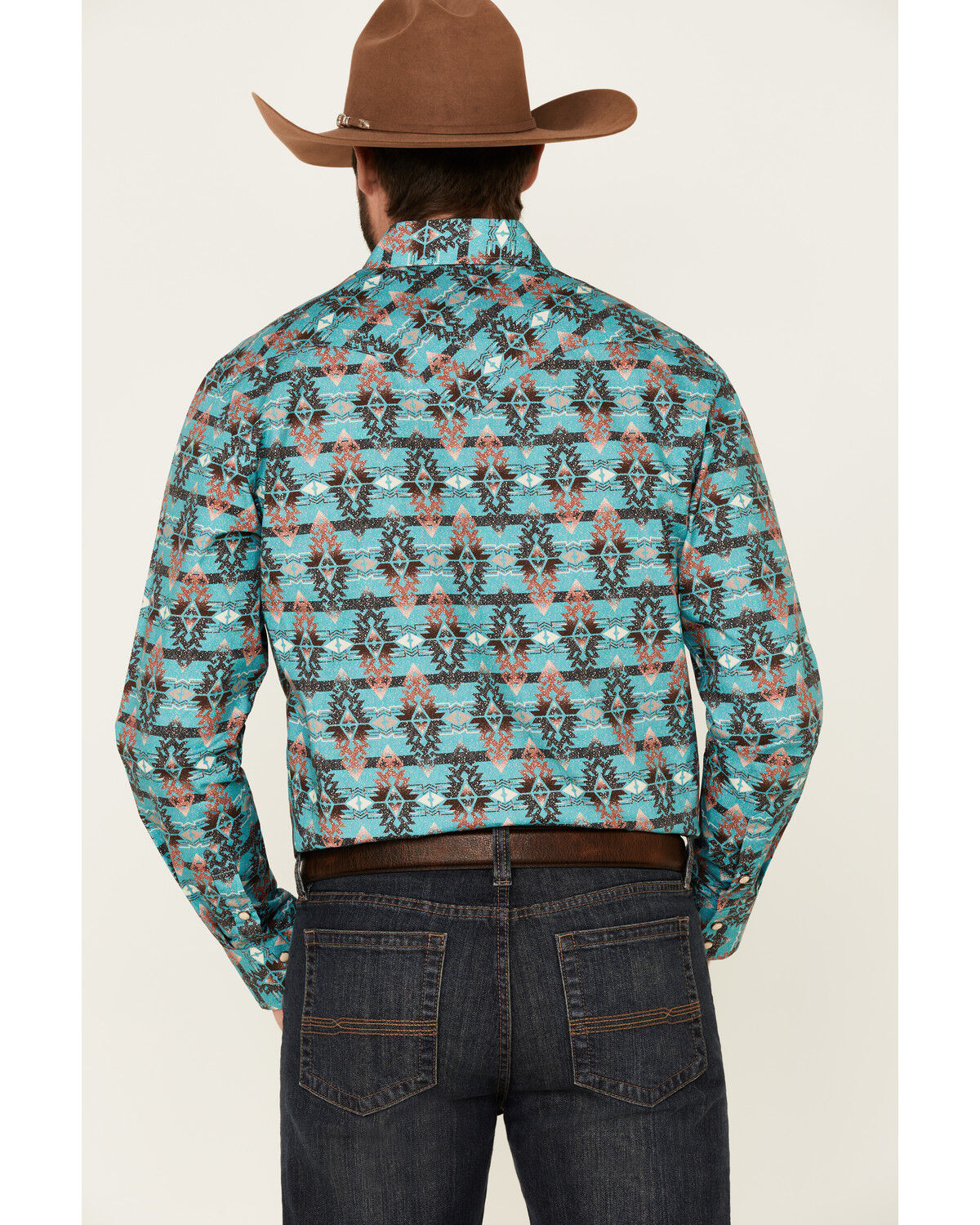 Image #4 - Rock & Roll Denim Men's Southwestern Print Long Sleeve Snap Western Shirt, Multi, hi-res