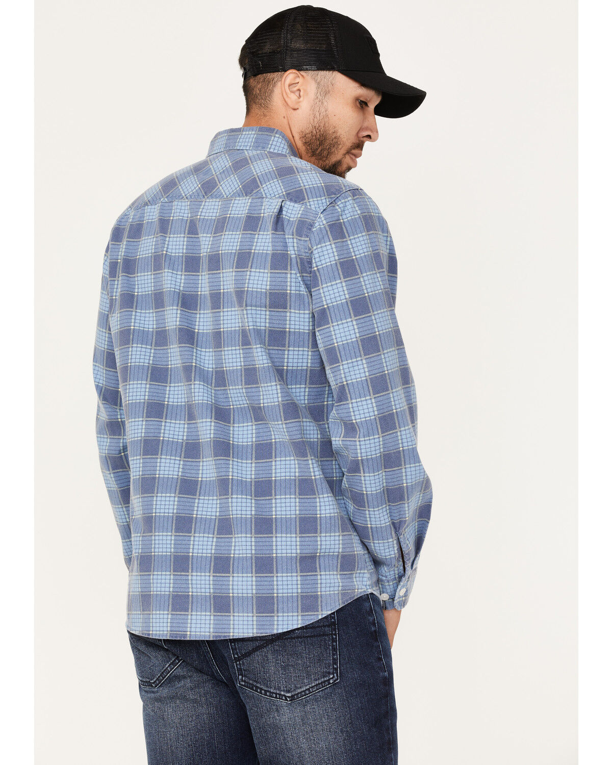 Image #3 - Brixton Men's Bowery Summer Weight Long Sleeve Button Down Shirt, Light Blue, hi-res