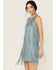 Image #2 - Rock & Roll Denim Women's Asymmetrical Fringe Sleeveless Mini Dress , Jade, hi-res