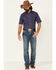 Roper Men's Floral Print Short Sleeve Snap Western Shirt , Navy, hi-res