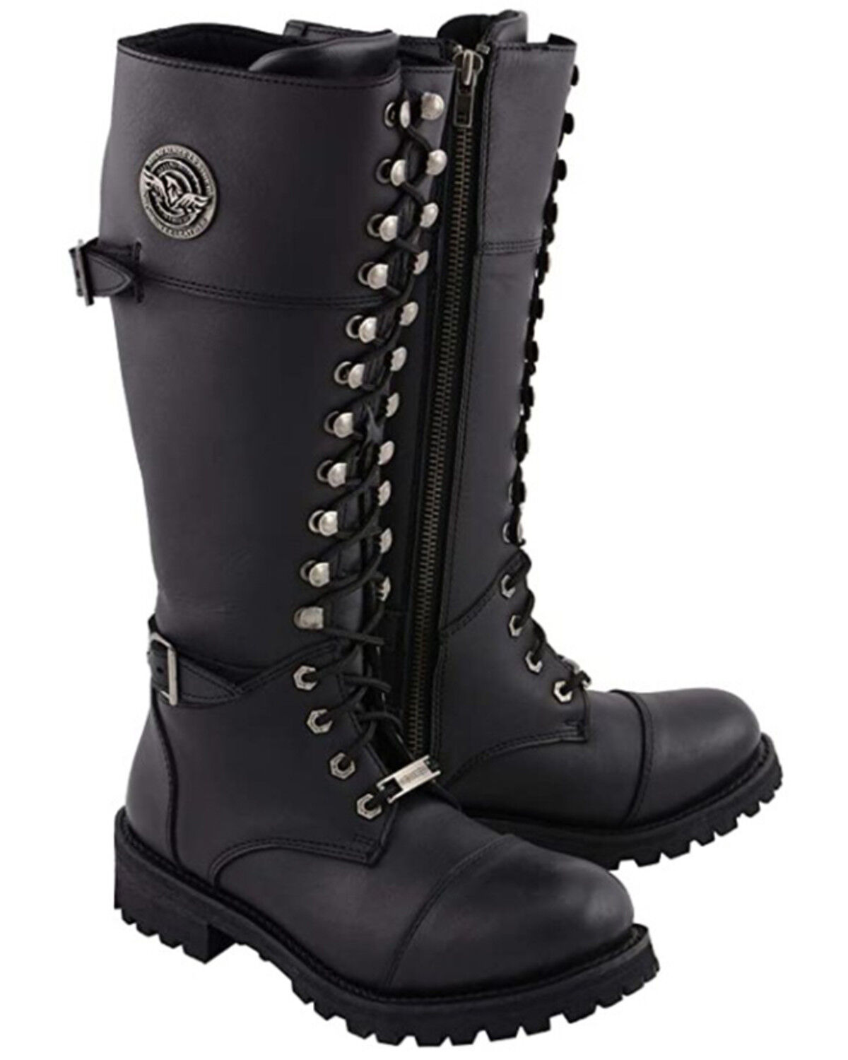 Image #1 - Milwaukee Leather Women's Front Toe Cap Riding Boots - Round Toe, Black, hi-res