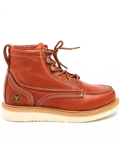 Image #4 - Hawx Men's 6" Grade Work Boots - Moc Toe, Red, hi-res