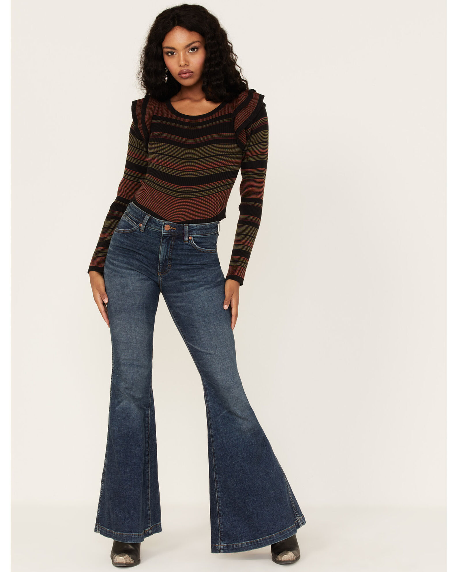 Wrangler Retro Women s Medium Wash High Rise Jana Flare Jeans Sheplers