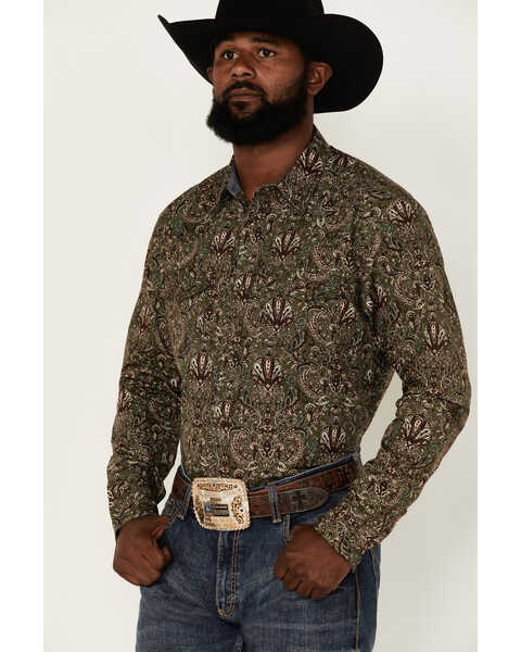 Image #2 - Cody James Men's Rio Sonora Paisley Print Long Sleeve Snap Western Shirt, Brown, hi-res