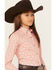 Cruel Girl Girls' Floral Print Long Sleeve Snap Western Shirt, Pink, hi-res