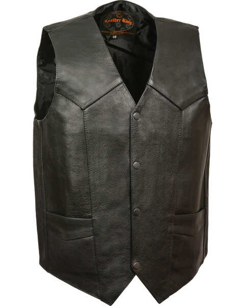 Milwaukee Leather Men's Black Classic Snap Gun Pockets Vest - Big , Black, hi-res