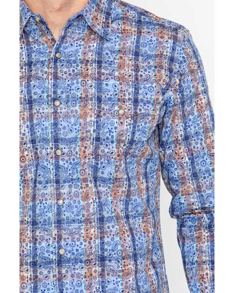 Image #5 - Wrangler Retro Men's Paisley Plaid Snap Long Sleeve Western Shirt, , hi-res