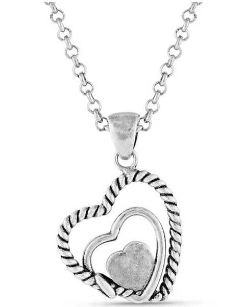 Image #2 - Montana Silversmiths Women's Clearer Ponds Turquoise Heart Necklace, Silver, hi-res