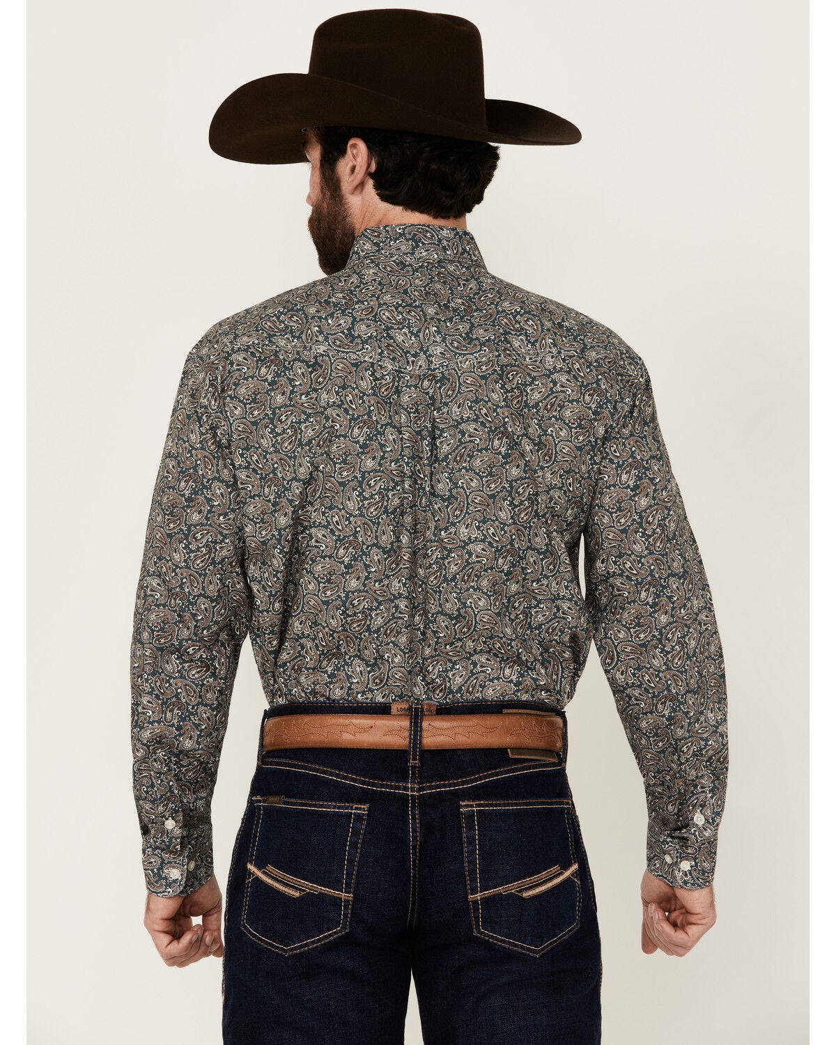 Image #4 - Roper Men's Amarillo Paisley Print Long Sleeve Button-Down Western Shirt, Brown, hi-res
