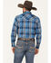 Ely Walker Men's Plaid Print Long Sleeve Pearl Snap Western Shirt - Big, Blue, hi-res