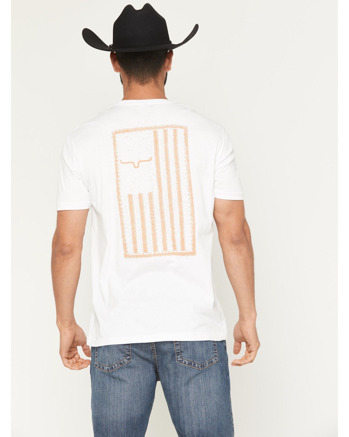 Kimes Ranch Men's Patched Patriotic Logo Short Sleeve Graphic T-Shirt, White, hi-res