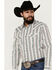 Image #2 - Moonshine Spirit Men's Manhattan Floral Striped Long Sleeve Snap Western Shirt , White, hi-res