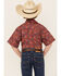Image #4 - Rock & Roll Denim Boys' Paisley Print Short Sleeve Pearl Snap Stretch Western Shirt, Red, hi-res
