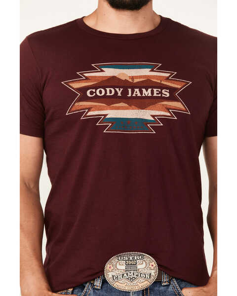 Image #3 - Cody James Men's Southwestern Print Short Sleeve T-Shirt, Maroon, hi-res
