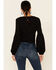 Image #4 - Rock & Roll Denim Women's Black Floral Embroidered Tie Front Long Sleeve Peasant Top , , hi-res
