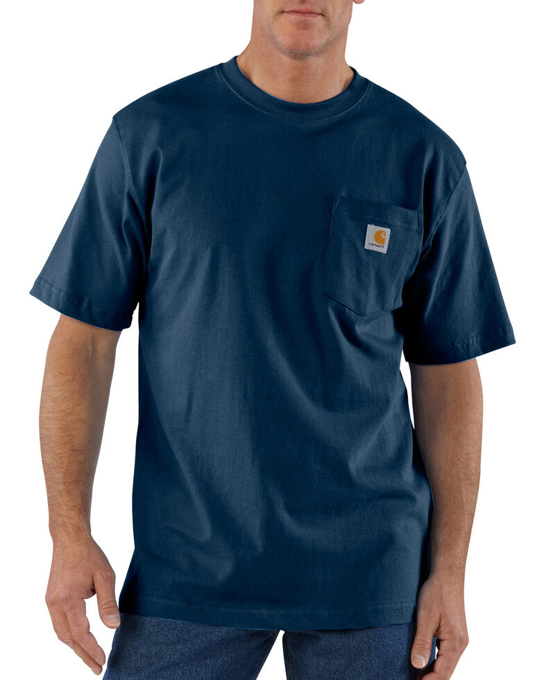 Carhartt Men's Solid Short Sleeve Pocket Work T-Shirt - Big & Tall, Navy, hi-res