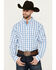 Image #1 - George Strait By Wrangler Men's Plaid Print Long Sleeve Button-Down Stretch Western Shirt, White, hi-res