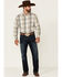 Resistol Men's White Disoto Large Plaid Button Down Western Shirt , White, hi-res