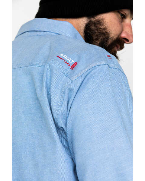 Image #2 - Ariat Men's FR Solid Durastretch Long Sleeve Work Shirt - Big , Blue, hi-res