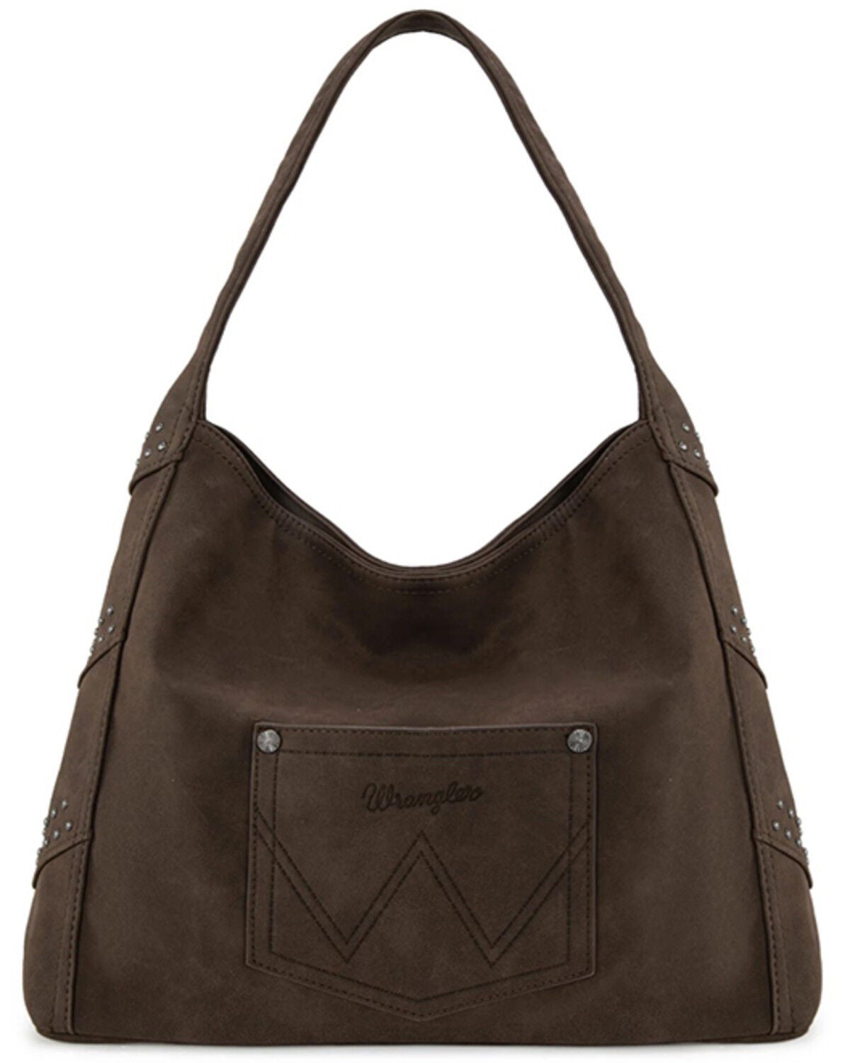 Image #2 - Wrangler Women's Shiloh Fringe Studded Hobo Bag, Coffee, hi-res
