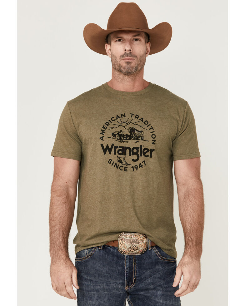 Wrangler Men's American Tradition Wagon Graphic T-Shirt , Olive, hi-res