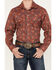 Image #3 - Rock & Roll Denim Men's Paisley Print Long Sleeve Snap Stretch Western Shirt, Dark Orange, hi-res