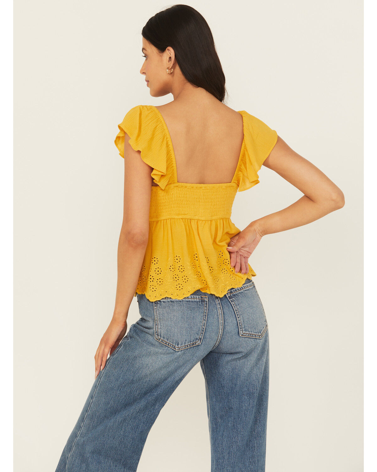 Image #4 - Cleo + Wolf Women's Elizabeth Peplum Top, Yellow, hi-res
