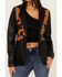 Image #3 - Rock & Roll Denim Women's Western Detail Faux Leather Blazer , Black, hi-res