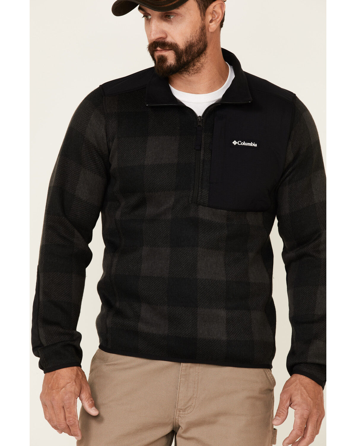 Image #3 - Columbia Men's Buffalo Plaid Print Weather 1/2 Zip Fleece Pullover, Black, hi-res