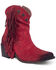 Image #1 - Circle G Women's Studded Suede Fringe Ankle Boots - Round Toe , Red, hi-res