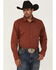 Image #1 - Kimes Ranch Men's Linville Solid Long Sleeve Button-Down Stretch Western Shirt, Red, hi-res