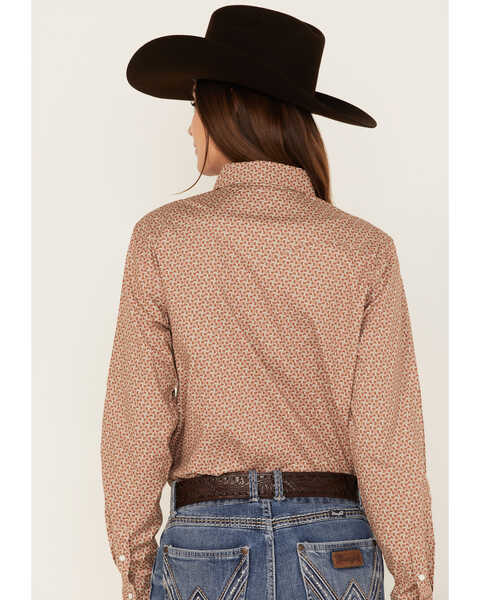 Image #4 - Rough Stock by Panhandle Women's Geo Print Long Sleeve Snap Western Shirt, Taupe, hi-res
