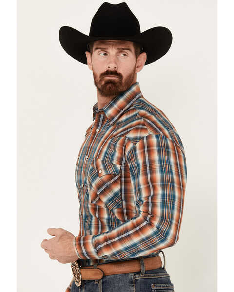 Image #2 - Rough Stock by Panhandle Men's Plaid Print Long Sleeve Stretch Snap Western Shirt, Multi, hi-res