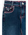 Image #2 - Cowgirl Hardware Toddler Girls' Medium Wash Southwestern Bootcut Jeans , Blue, hi-res