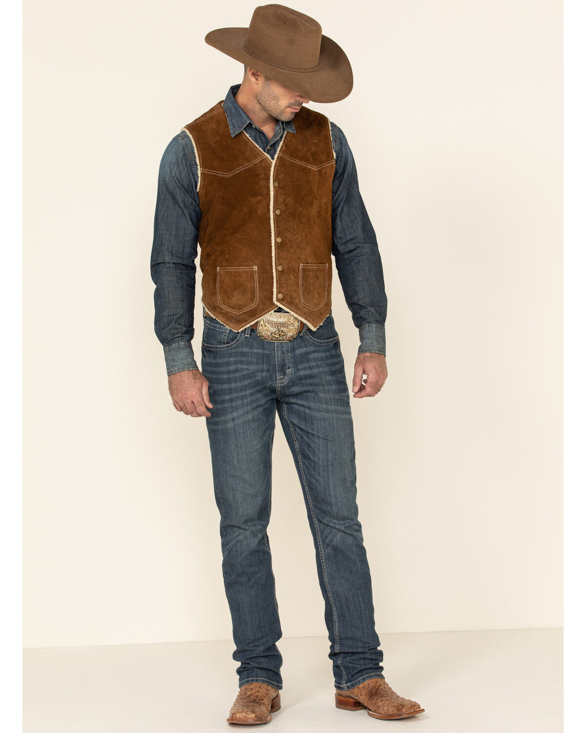 【本物保証】 Suede Boar Scully Leather Sheplers | Vest トップス