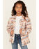 Image #1 - Ely Walker Girls' Southwestern Print Button-Down Sherpa Lined Shacket, Rust Copper, hi-res