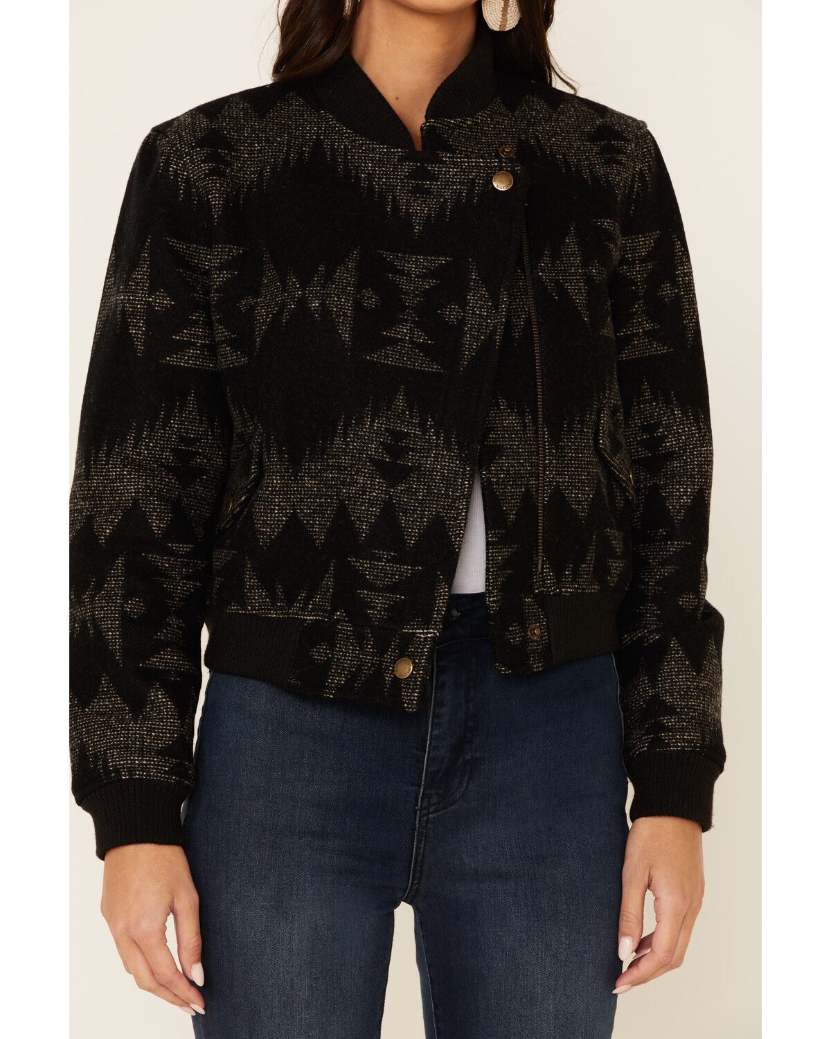 Image #3 - Pendleton Women's Black Sonora Jacquard Bomber Jacket, , hi-res