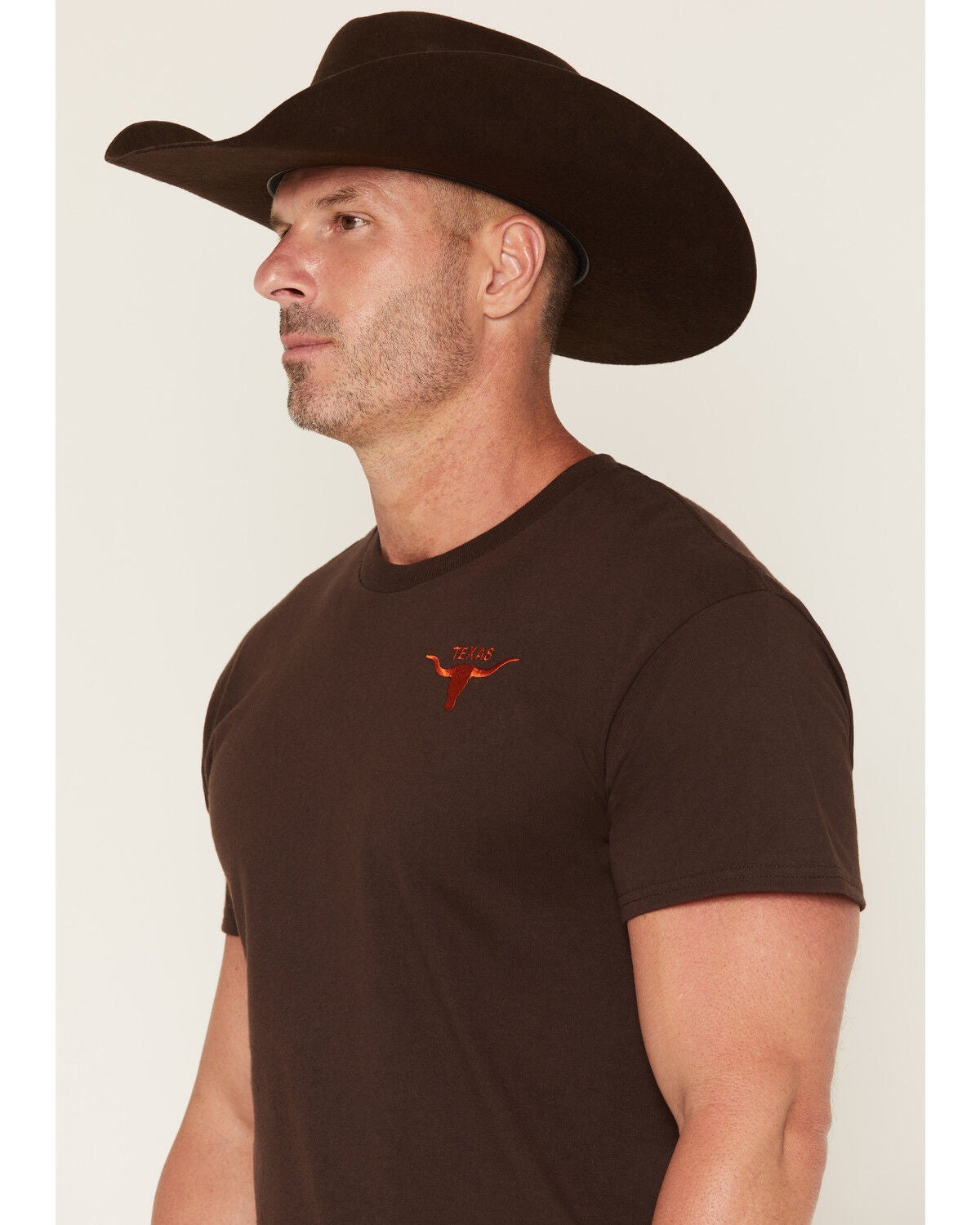 Image #2 - Cody James Men's Texas Long Horn Embroidered Short Sleeve Graphic T-Shirt, Dark Brown, hi-res