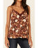 Idyllwind Women's Rust Floral Print Little Lace Cami , Rust Copper, hi-res