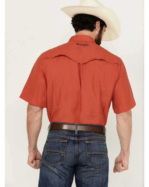 Image #4 - Wrangler Men's Solid Short Sleeve Snap performance Western Shirt , Red, hi-res