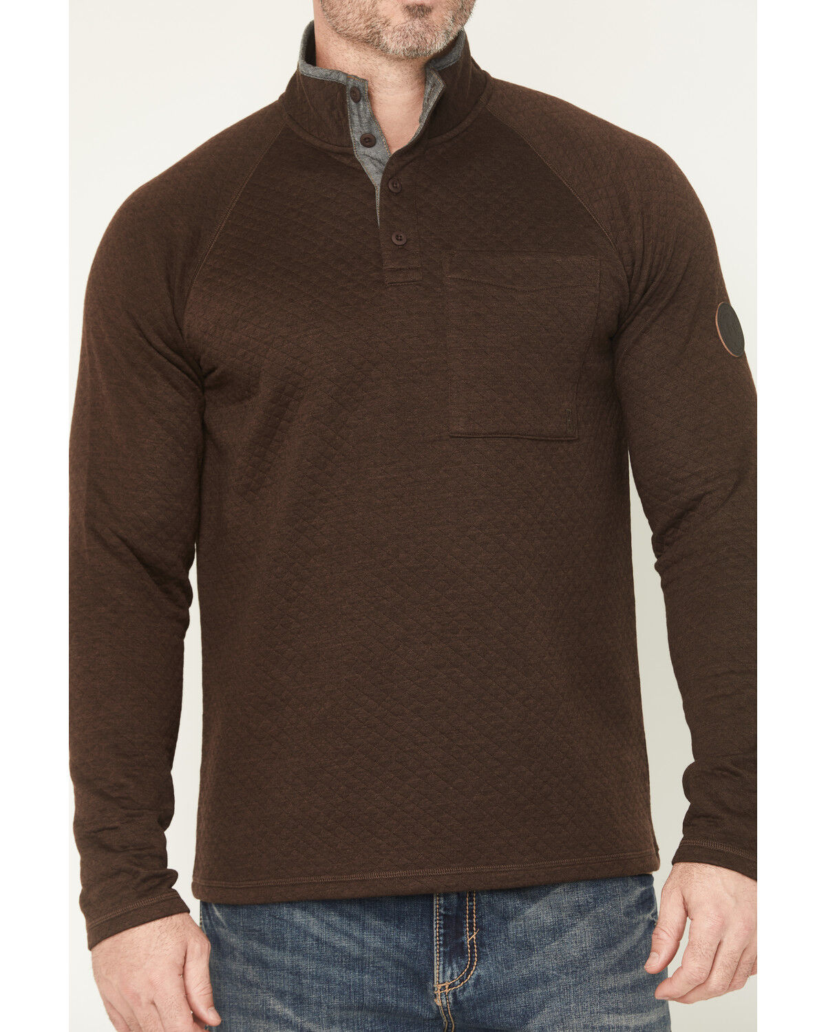 Image #3 - Brothers and Sons Men's Sherman Solid 1/4 Button-Down Pullover, Brown, hi-res