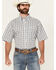 Image #1 - George Strait by Wrangler Men's Plaid Print Short Sleeve Button-Down Stretch Western Shirt, White, hi-res