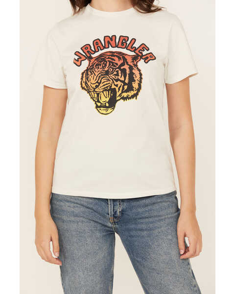 Image #3 - Wrangler Women's Tiger Short Sleeve Graphic Tee , White, hi-res