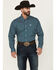 Image #1 - Cinch Men's Geo Print Long Sleeve Button-Down Western Shirt, Teal, hi-res