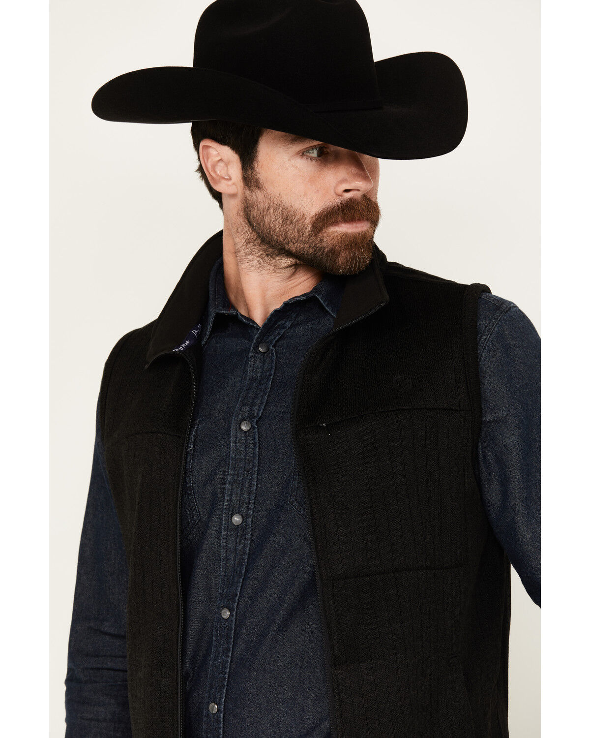 Image #2 - George Strait by Wrangler Men's Zip Logo Vest, Black, hi-res